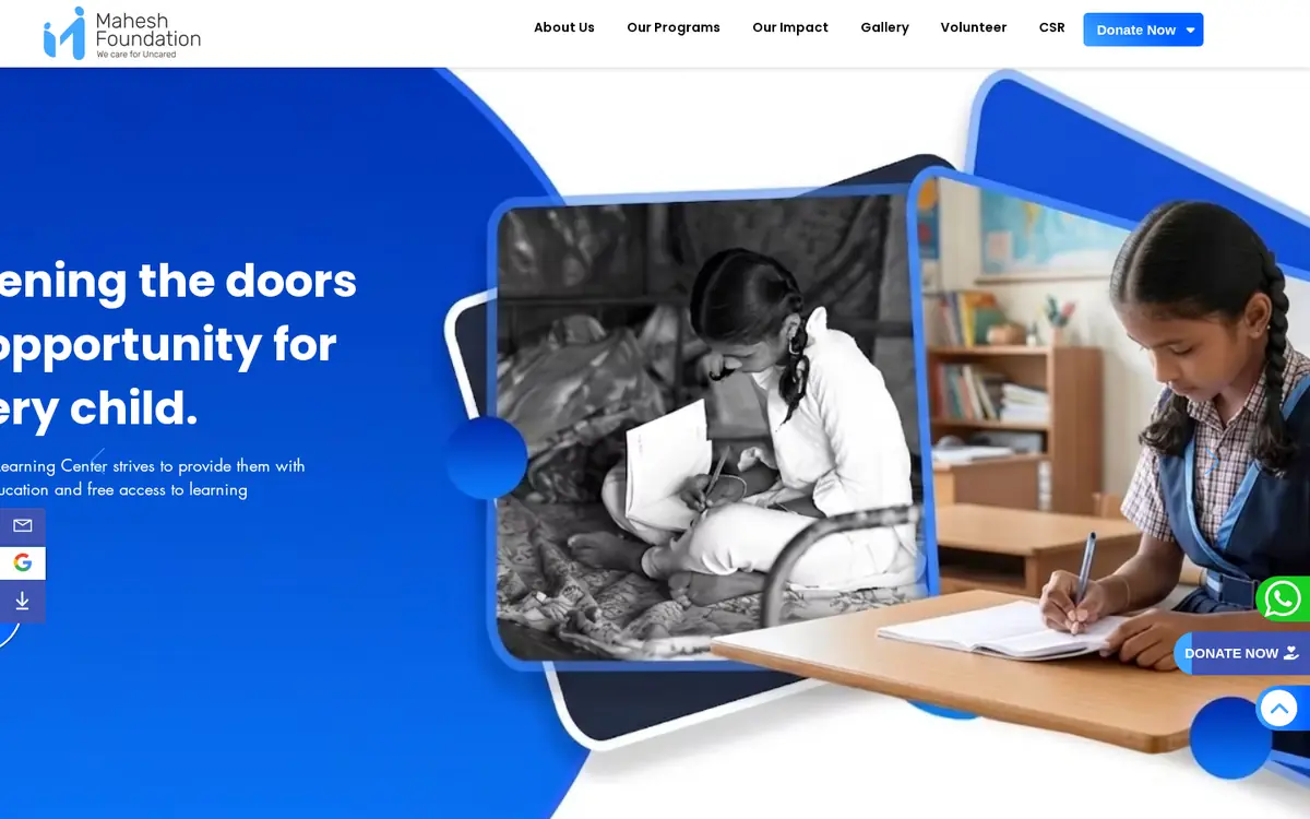 Mahesh Foundation desktop website