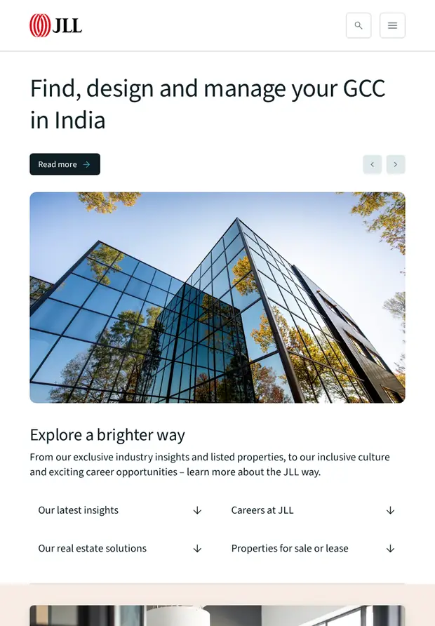 JLL India tablet website