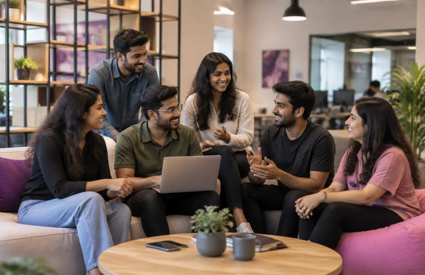 Waad Technologies colleagues sharing ideas in the office